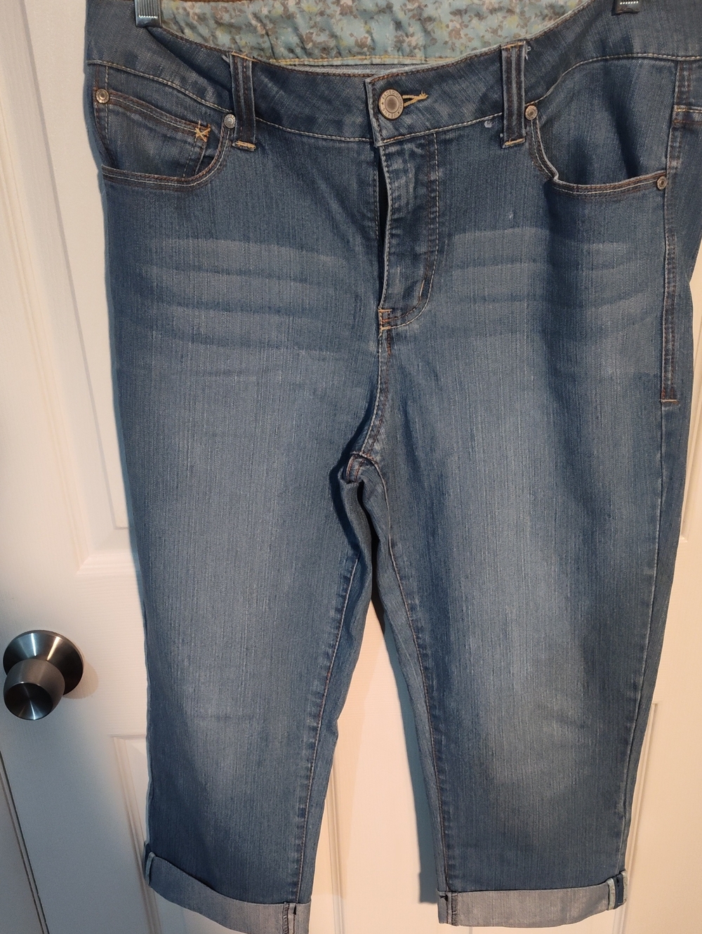 Faded Glory Medium Blue Straight-Leg Cuffed Jeans